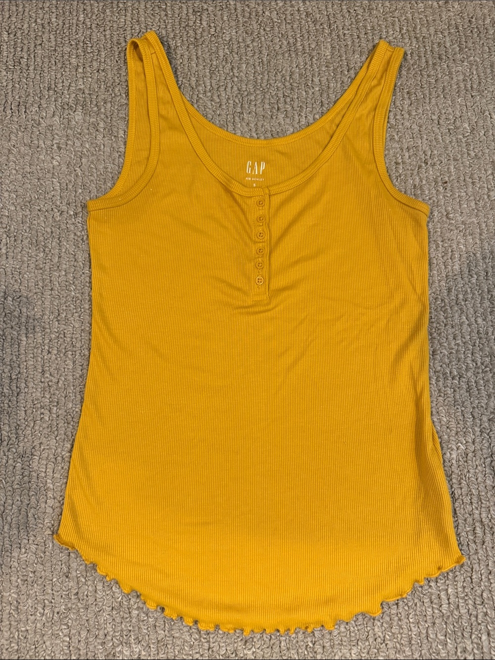 GAP Women's Yellow Ribbed Henley Tank